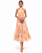 Aurora - Watercolor Print Halter Neck Dress