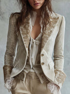 Women’s Ivory Embroidered Tailored Blazer