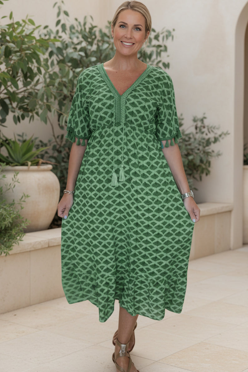 LAYLA - BOLD GEOMETRIC MIDI DRESS