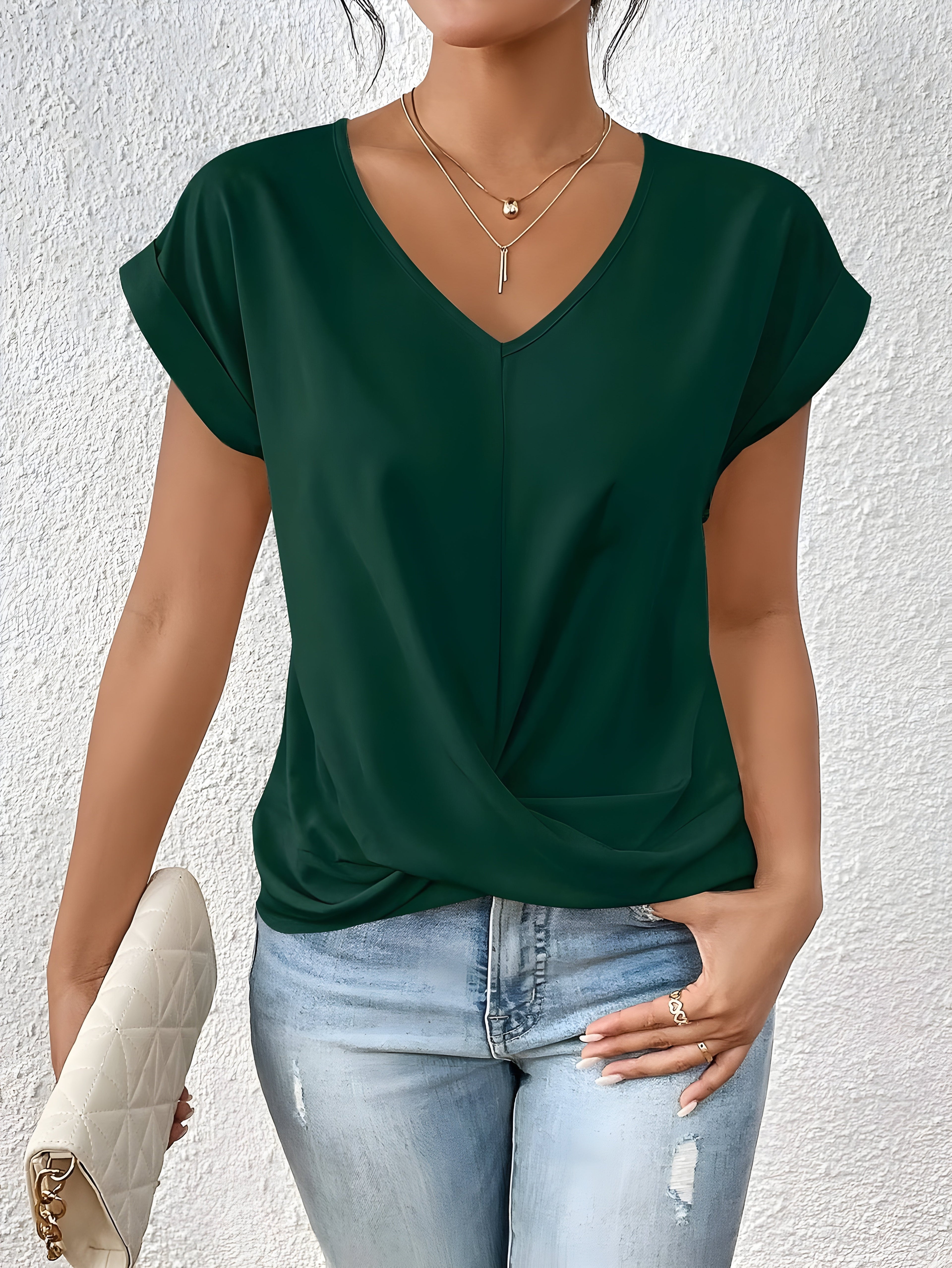 MEIKA™ – Timeless V-Neck Top with Classic Twist Detail