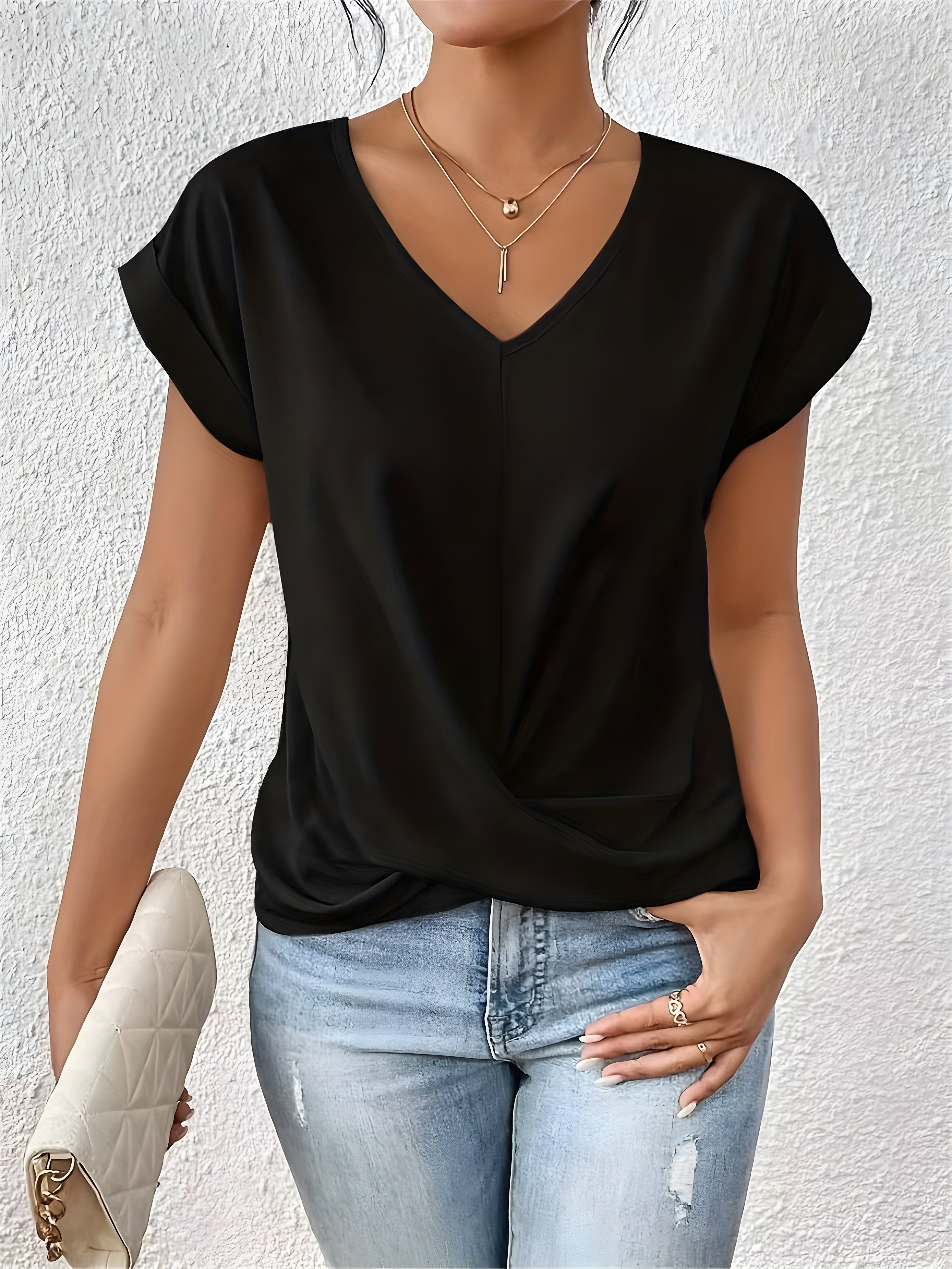 MEIKA™ – Timeless V-Neck Top with Classic Twist Detail