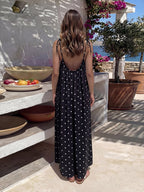 Women’s Elegant Solid Color Backless Slip Dress