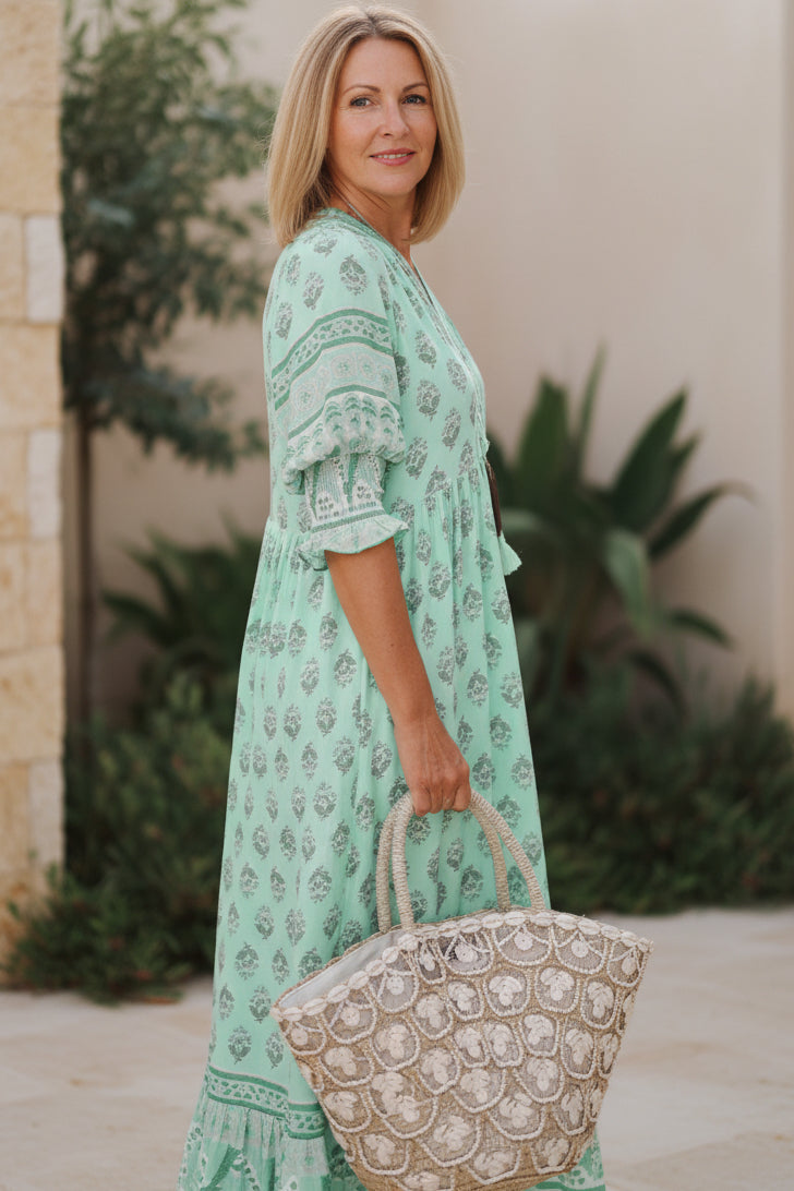 KIARA - MID-LENGTH SLEEVE DRESS WITH PRINT