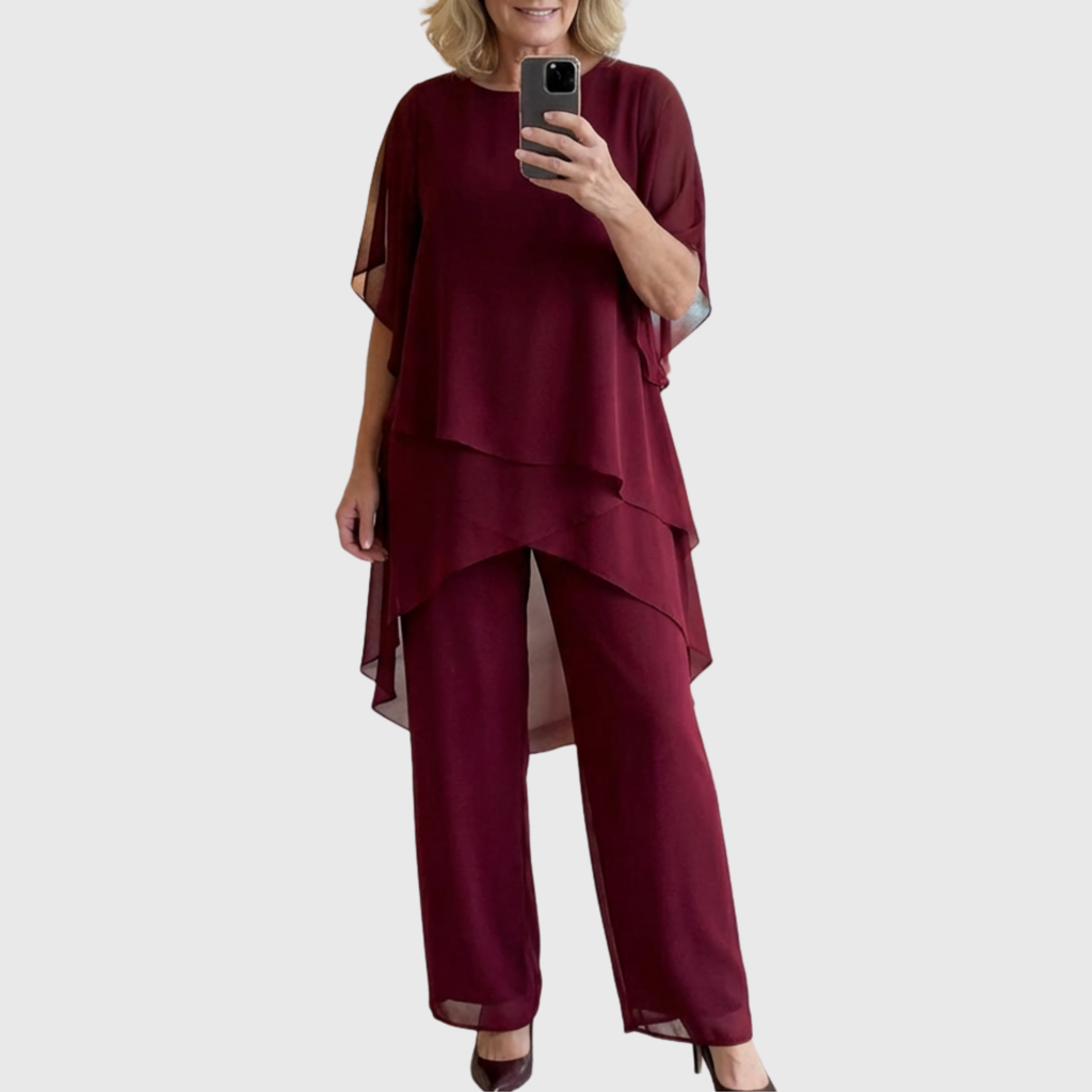 Linda | Draped Palazzo Pants Suit