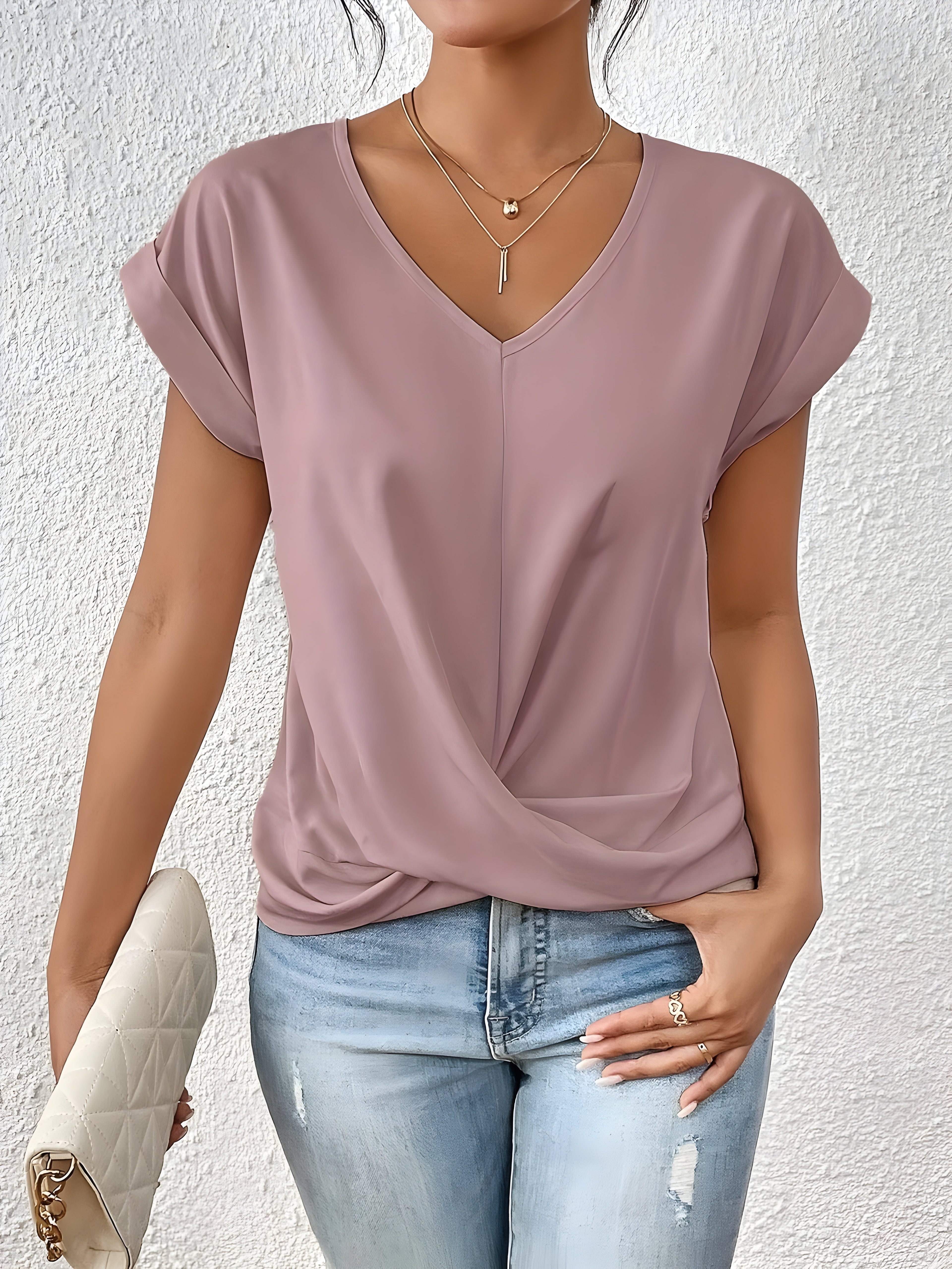 MEIKA™ – Timeless V-Neck Top with Classic Twist Detail