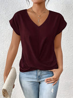 MEIKA™ – Timeless V-Neck Top with Classic Twist Detail