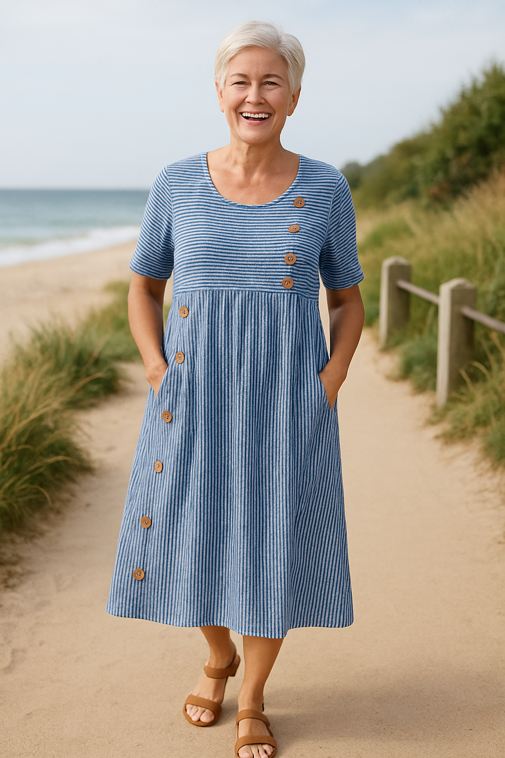 Brienne | Striped Midi Dress – Easy Comfort for Everyday Confidence