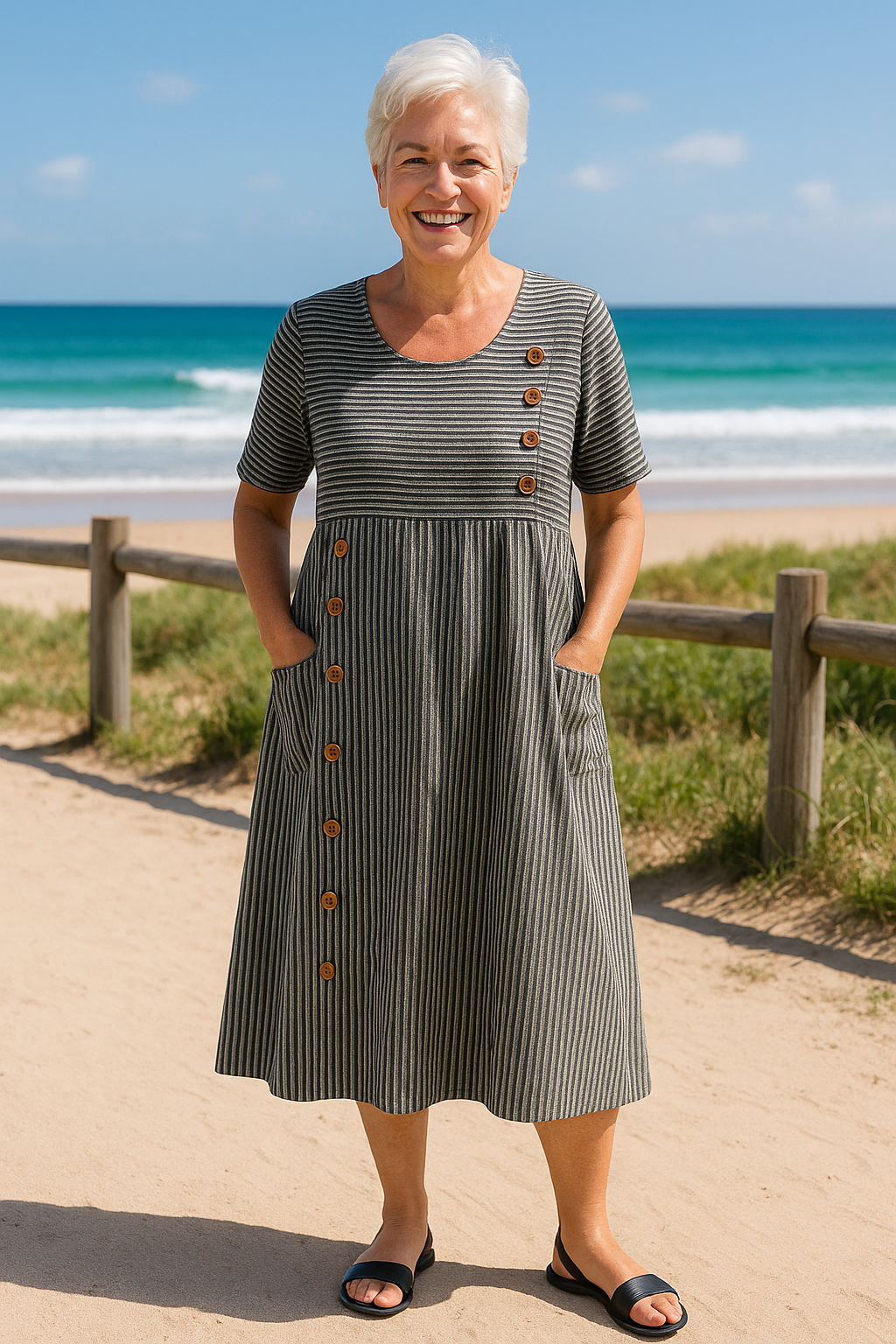 Brienne | Striped Midi Dress – Easy Comfort for Everyday Confidence