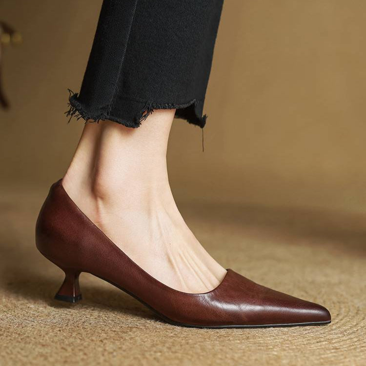 Sarah | Elegant Pointed Leather Stiletto Heels