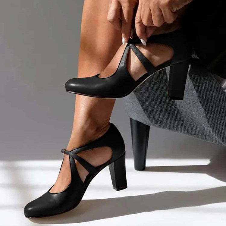 Camille™ | Stylish Leather Comfort Heels
