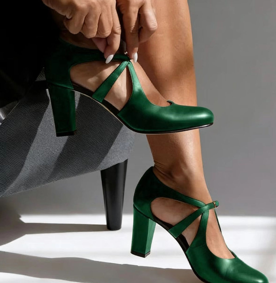 Camille™ | Stylish Leather Comfort Heels