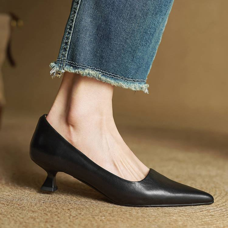 Sarah | Elegant Pointed Leather Stiletto Heels