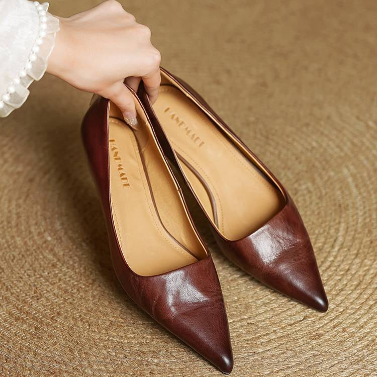 Sarah | Elegant Pointed Leather Stiletto Heels