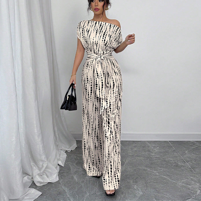 KENDI™ - Chic Asymmetrical Strap Wide-Leg Jumpsuit