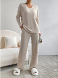 ELMER™ - Relaxed V-Neck Long Sleeve Top and Pants Ensemble