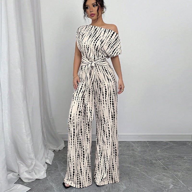 KENDI™ - Chic Asymmetrical Strap Wide-Leg Jumpsuit