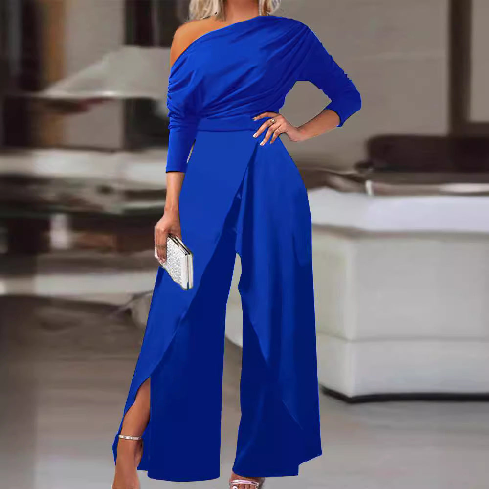 LEILANI™ - Chic Pleated Wrap Jumpsuit with Side Split Hem