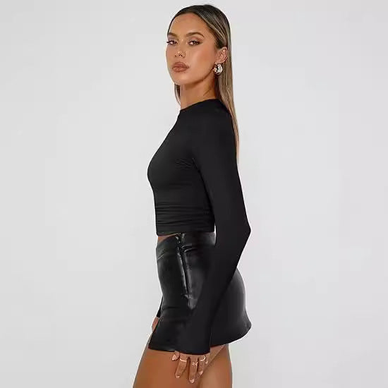 Jill - Relaxed Fit Long Sleeve Round Neck Tee