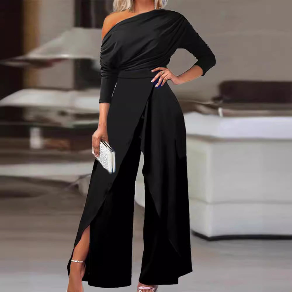 LEILANI™ - Chic Pleated Wrap Jumpsuit with Side Split Hem