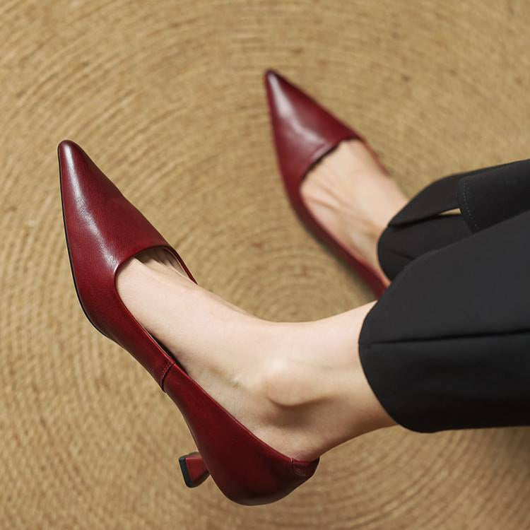Sarah | Elegant Pointed Leather Stiletto Heels