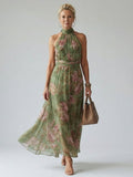 Mirelle | Halter Neck Pleated Midi Dress