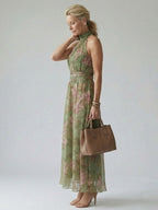Mirelle | Halter Neck Pleated Midi Dress
