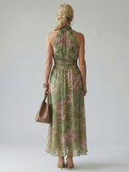 Mirelle | Halter Neck Pleated Midi Dress