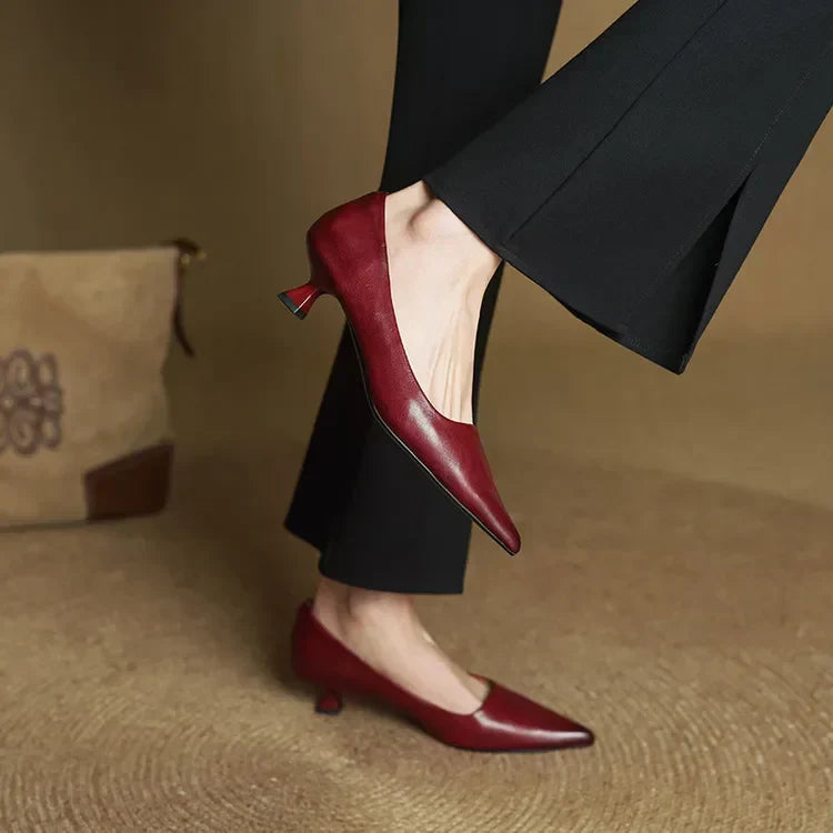 Sarah | Elegant Pointed Leather Stiletto Heels