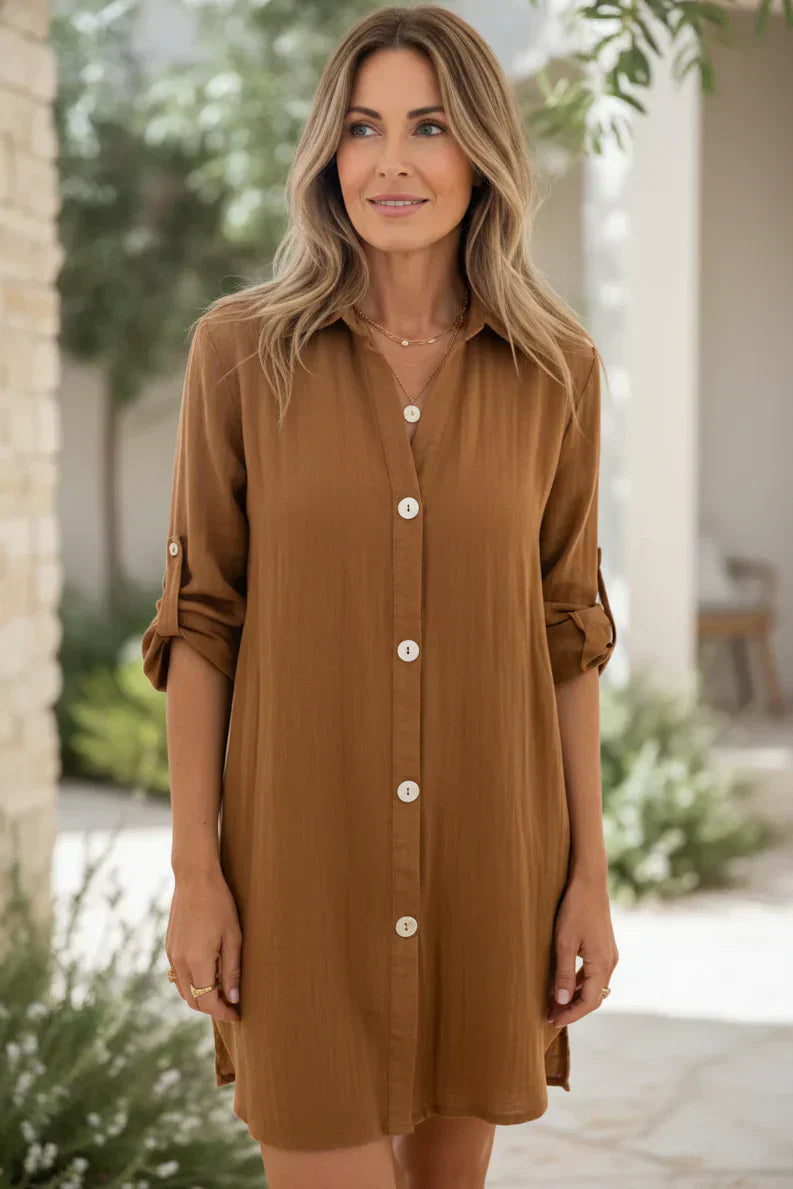 SIENNA - Classic Button-Up Shirt Dress