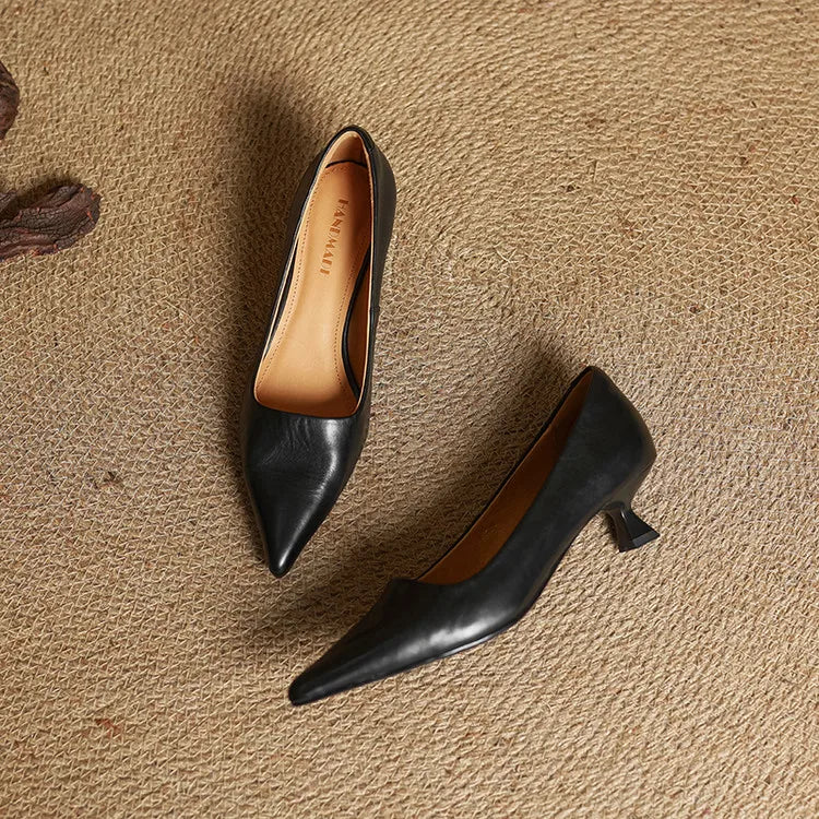 Sarah | Elegant Pointed Leather Stiletto Heels