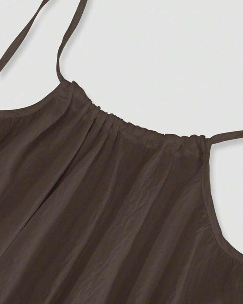 Women’s Elegant Solid Color Backless Slip Dress