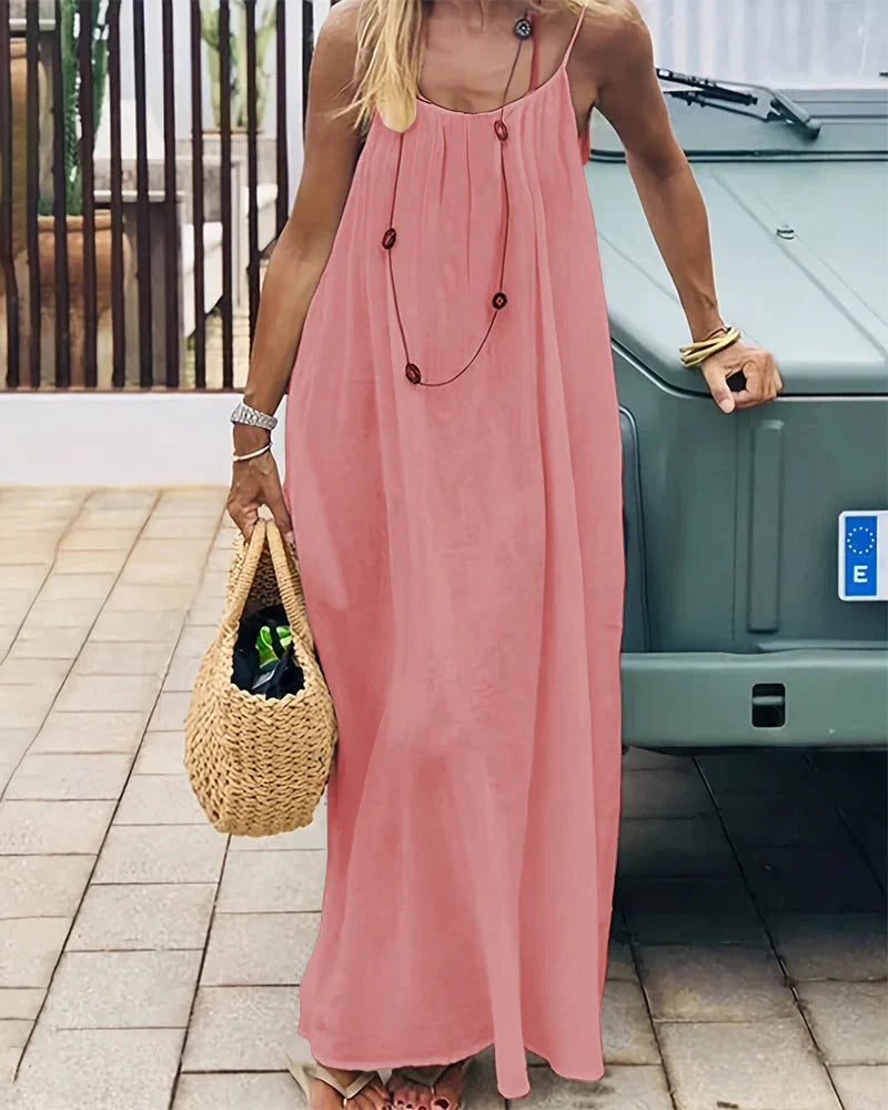 Women’s Elegant Solid Color Backless Slip Dress