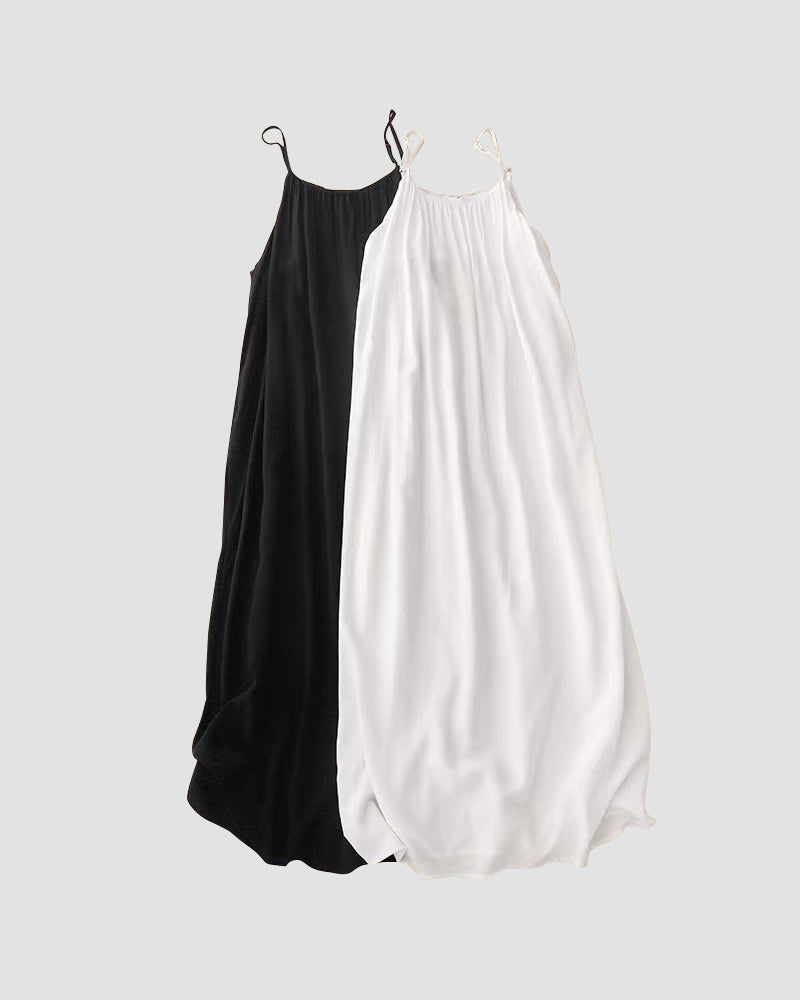 Women’s Elegant Solid Color Backless Slip Dress