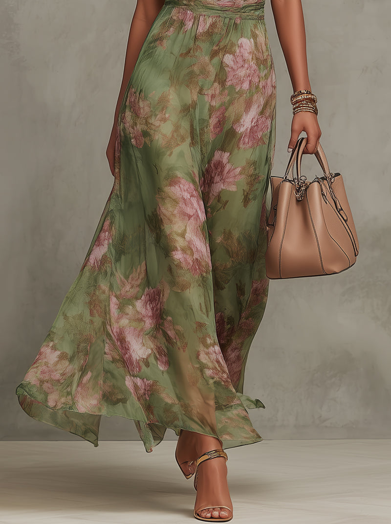 Livia - Chic Floral Maxi Halter Gown