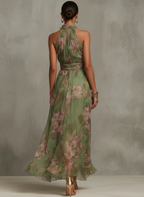 Livia - Chic Floral Maxi Halter Gown