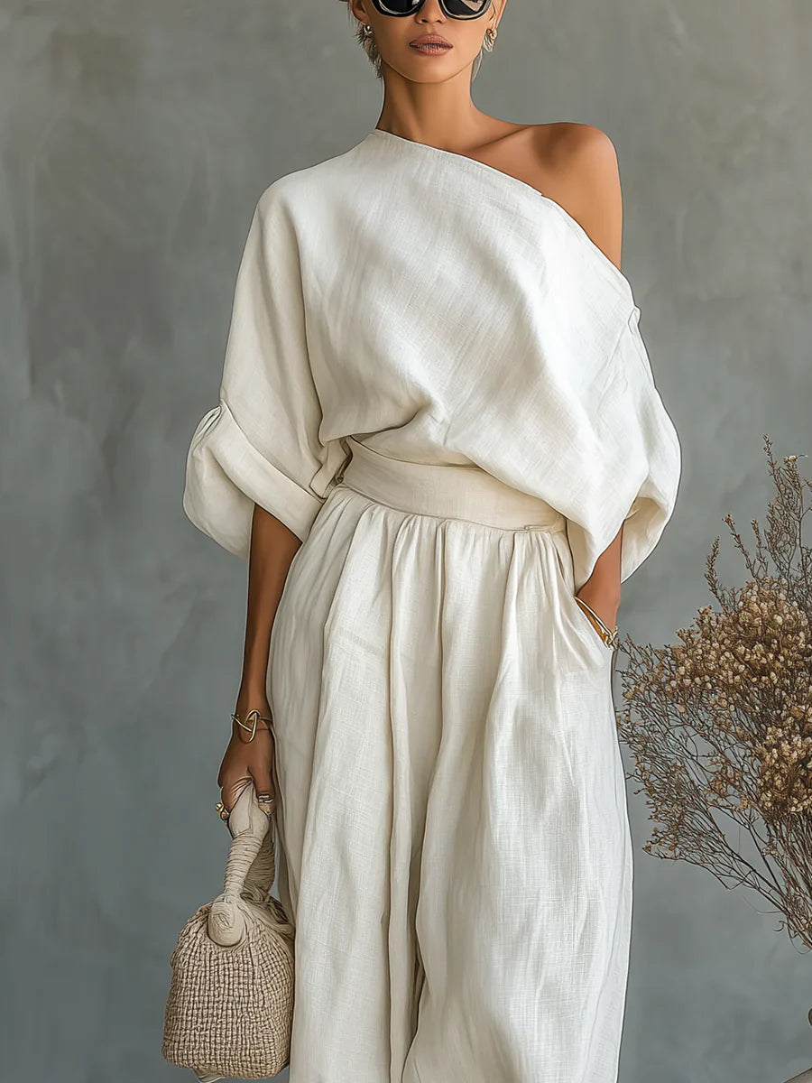 Lisa | Soft top with off-shoulder design and tapered pants