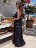 Women’s Elegant Solid Color Backless Slip Dress