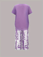 Arvessa | Relaxed Leaf Pattern Two-Piece Outfit