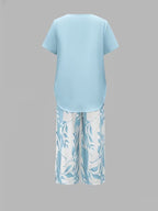Arvessa | Relaxed Leaf Pattern Two-Piece Outfit