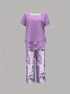 Arvessa | Relaxed Leaf Pattern Two-Piece Outfit