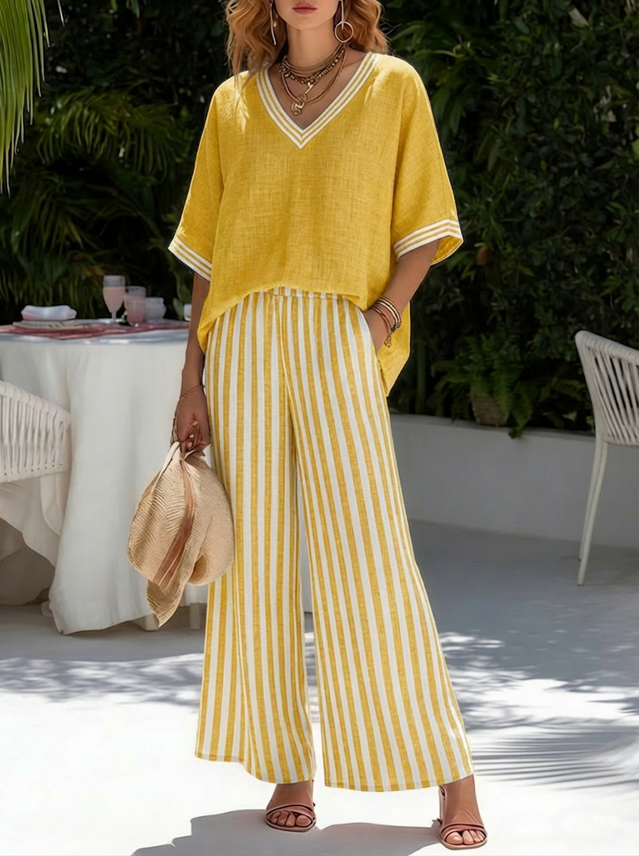 Audrey | Chic Striped Casual Ensemble