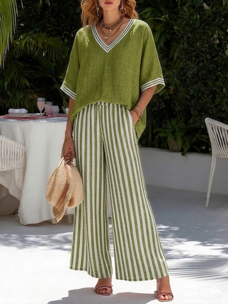 Audrey | Chic Striped Casual Ensemble