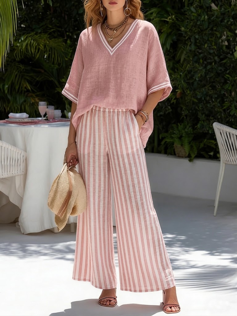 Audrey | Chic Striped Casual Ensemble
