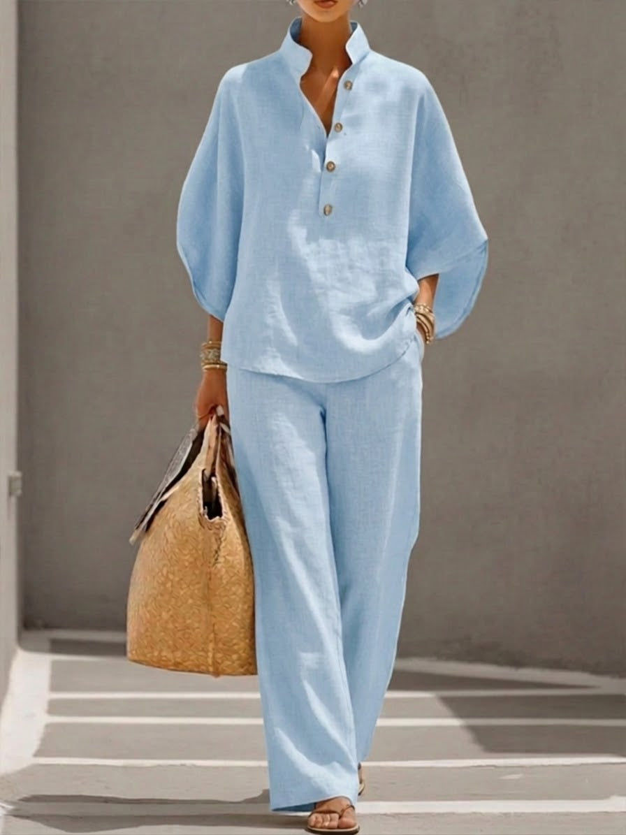 Mariel | Batwing Sleeve Jumpsuit with Flared Pants