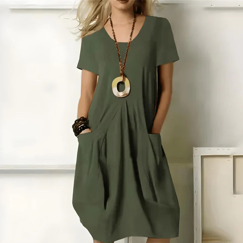 Elegant cotton dress with pockets