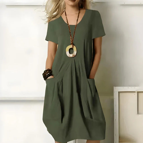 Elegant cotton dress with pockets